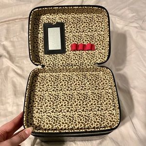 Black Faux Crocodile Train Case w/ Leopard Lining